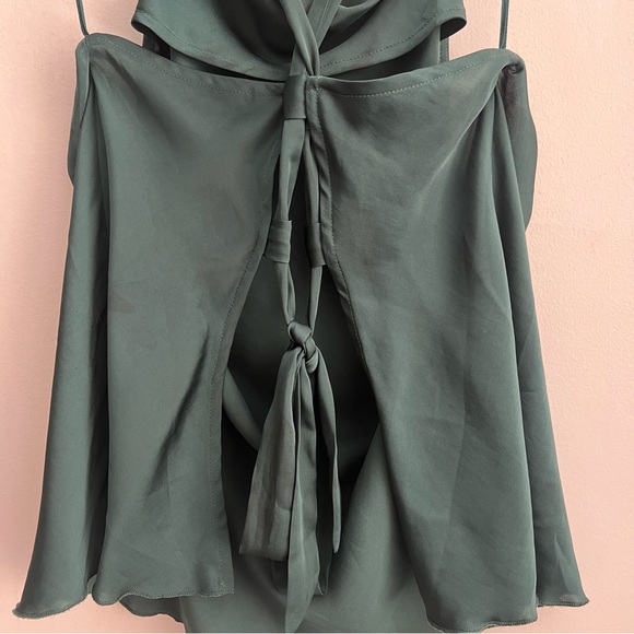 Free People Jemma Tank in Green Satin - Picture 3 of 6